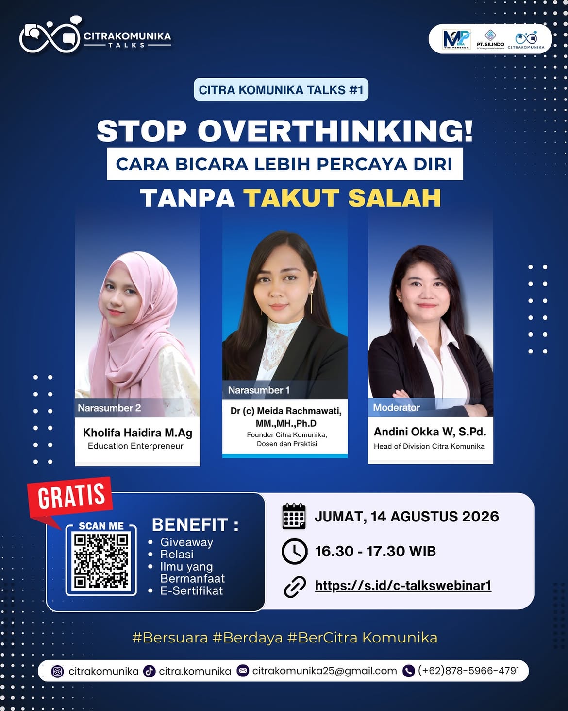 Poster Citra Komunika Talks #1 - Stop Overthinking! Cara Bicara Lebih Percaya Diri Tanpa Takut Salah
