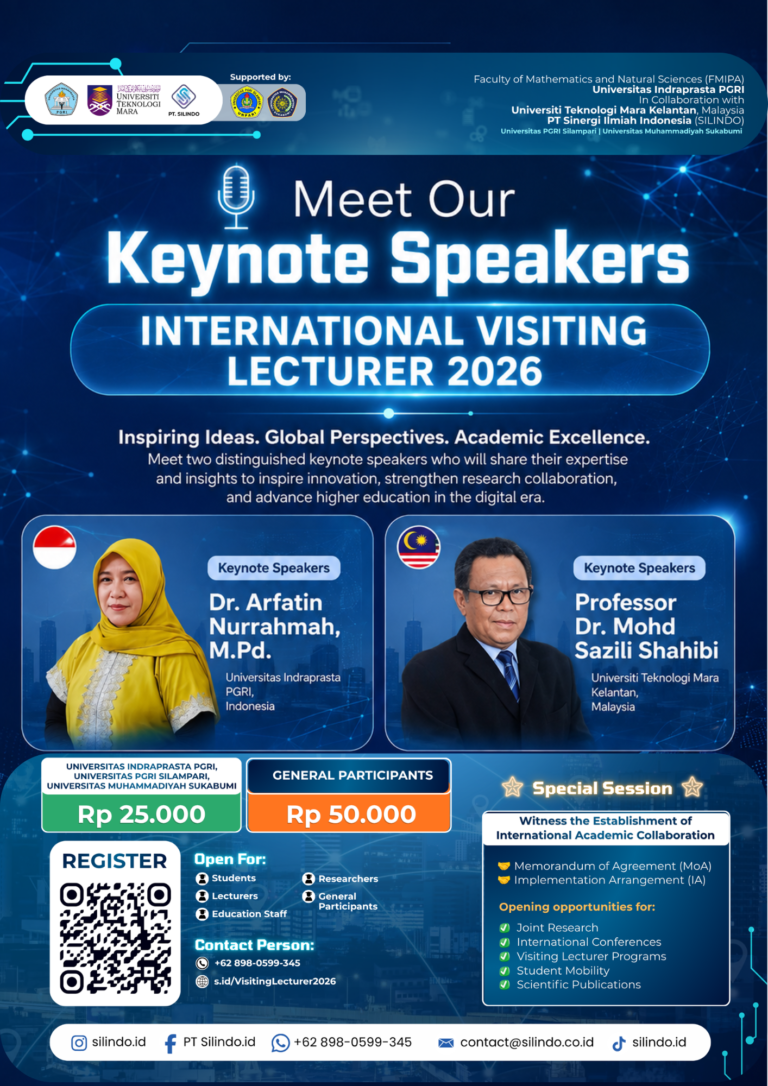 Meet Our Keynote Speakers of International Visiting Lecturer 2026 featuring Dr. Arfatin Nurrahmah from Universitas Indraprasta PGRI, Indonesia, and Professor Dr. Mohd Sazili Shahibi from Universiti Teknologi MARA Kelantan, Malaysia.